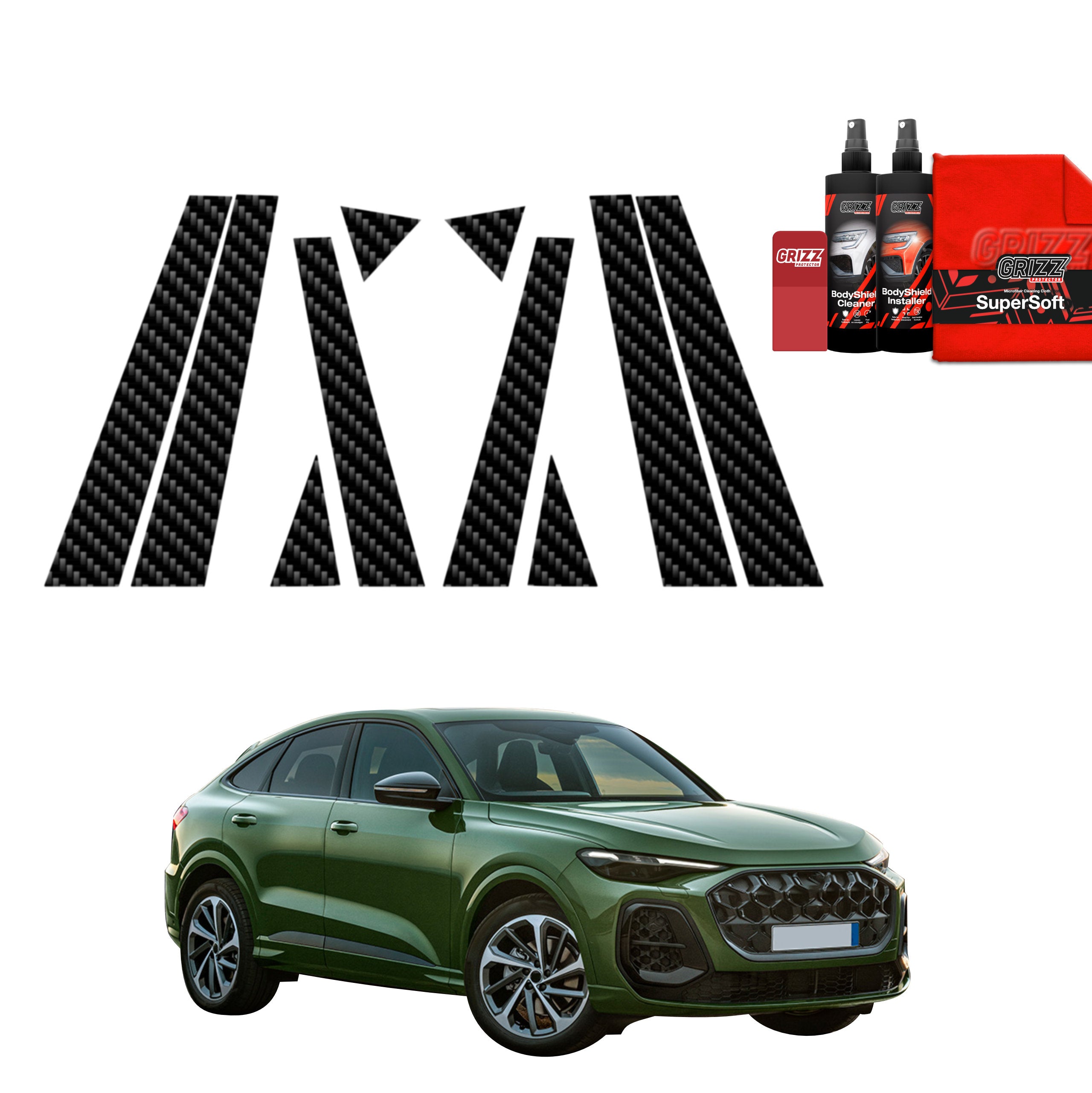 10in1 Kohlenstoff Schutzfolie Grizz Protector für A-B-C-Säule - Audi Q5 Sportback (2025-2026)