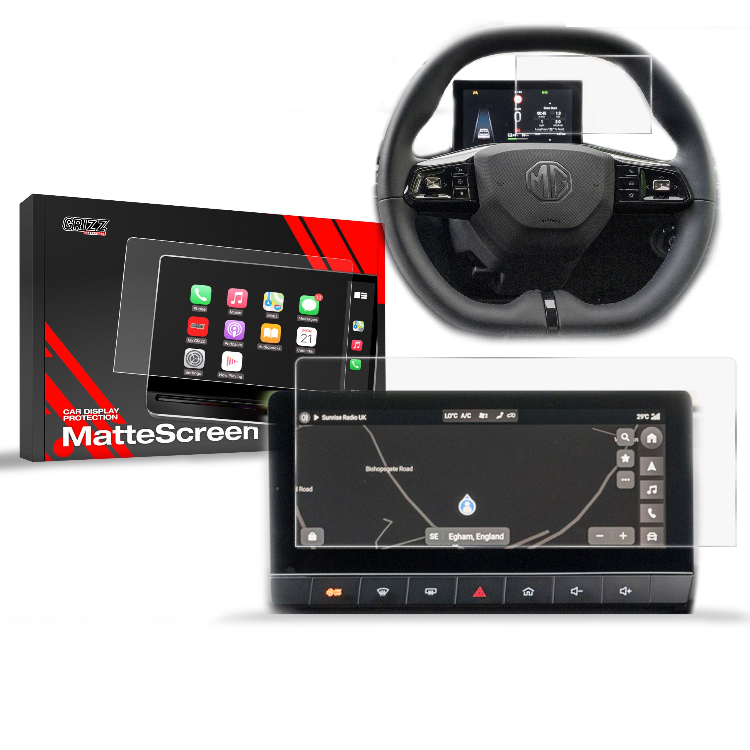 Matte Autodisplayfolie 2in1 für MG 4 (2022-2026), Grizz Protector