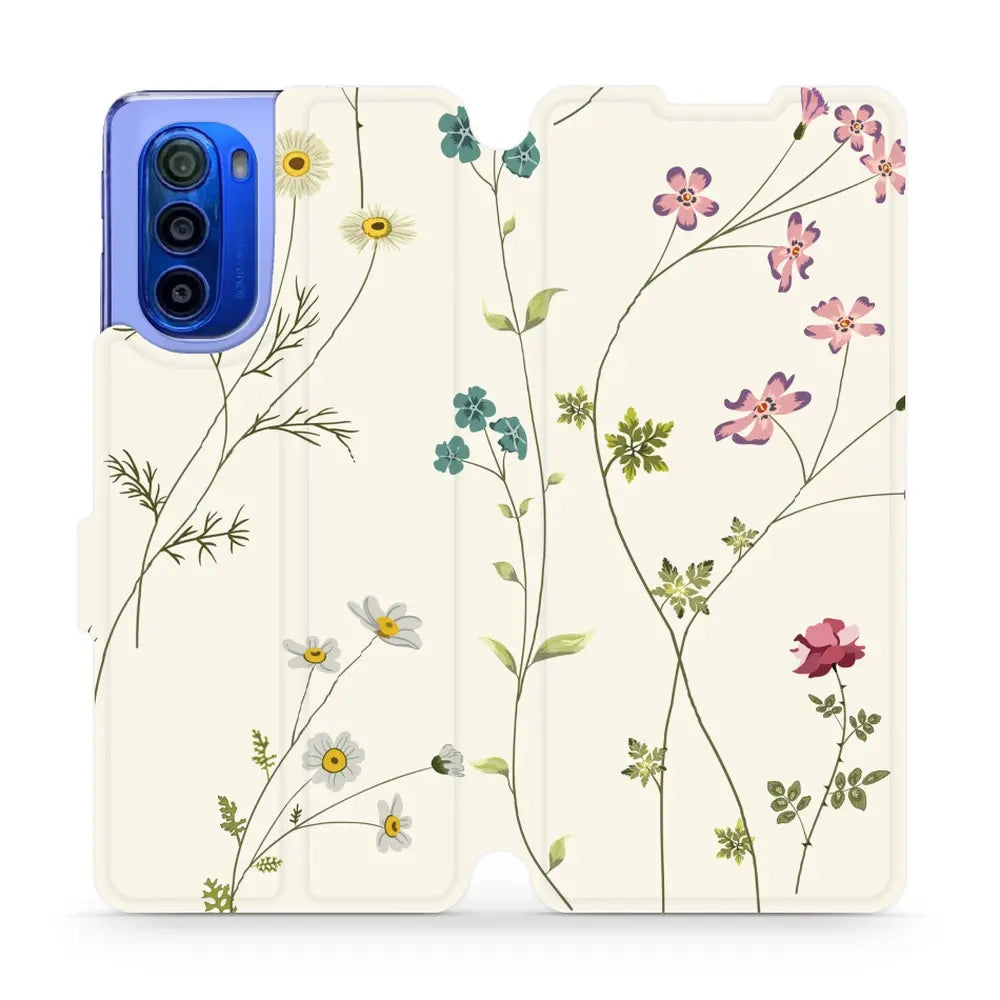Handyhülle mit klappe für Motorola Moto G51 5G, Mobiwear Book, Feldblumen