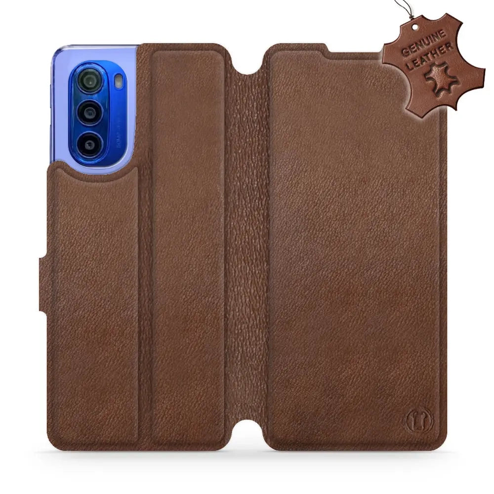 Echtleder Handyhülle für Motorola Moto G51 5G, Mobiwear Leather, Braun