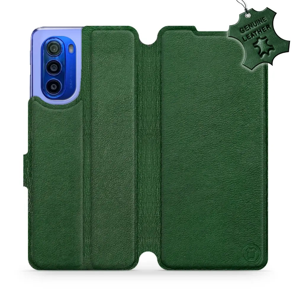 Echtleder Handyhülle für Motorola Moto G51 5G, Mobiwear Leather, Grün