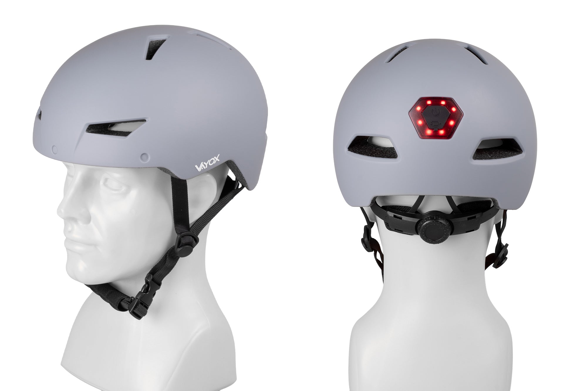 Fahrradhelm mit LED-Licht, Vayox Street VA0423GREM 55-58 cm, Grau