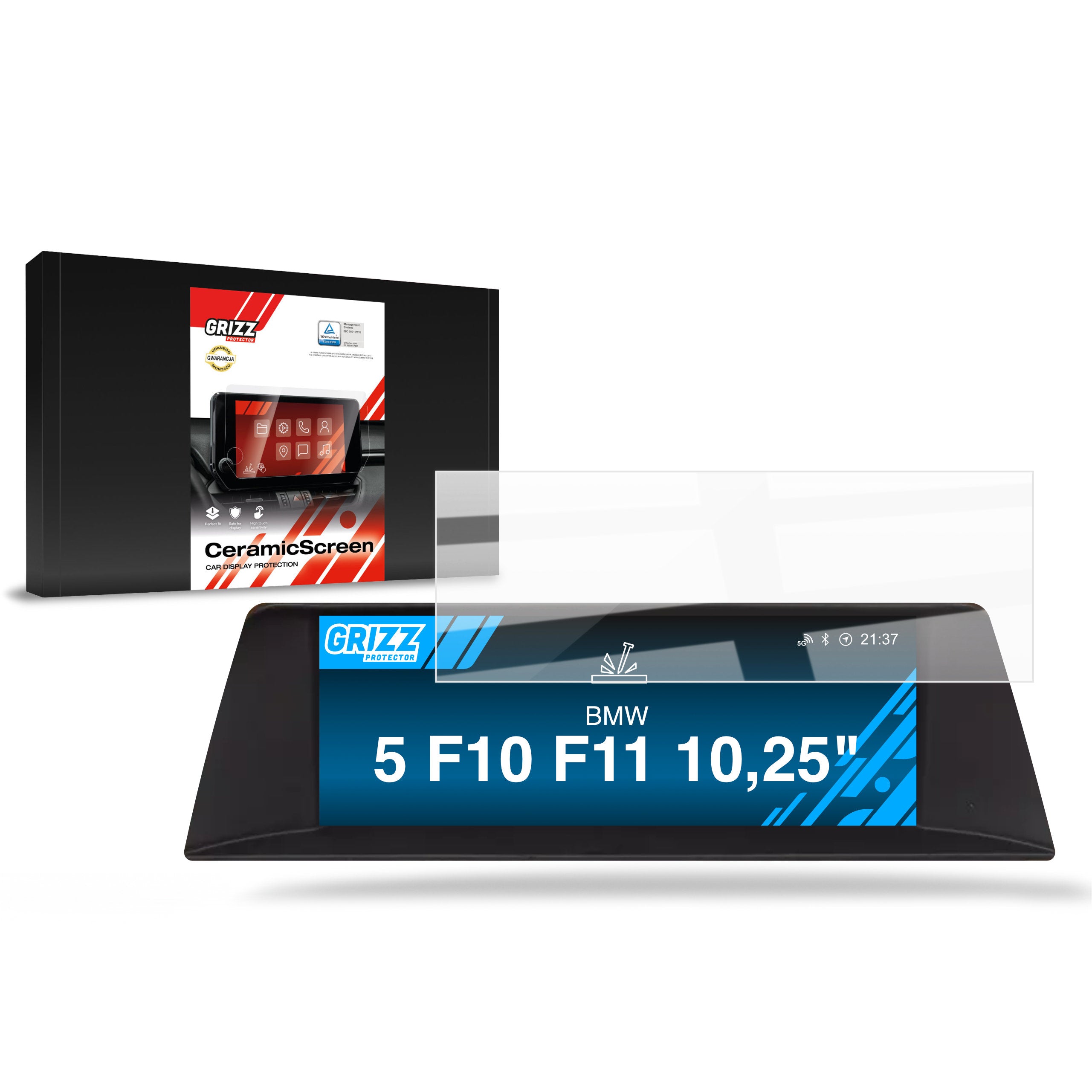 Keramische Autodisplayfolie für BMW 5 F10 F11 10,25" CIC (2010-2012), Grizz Protector