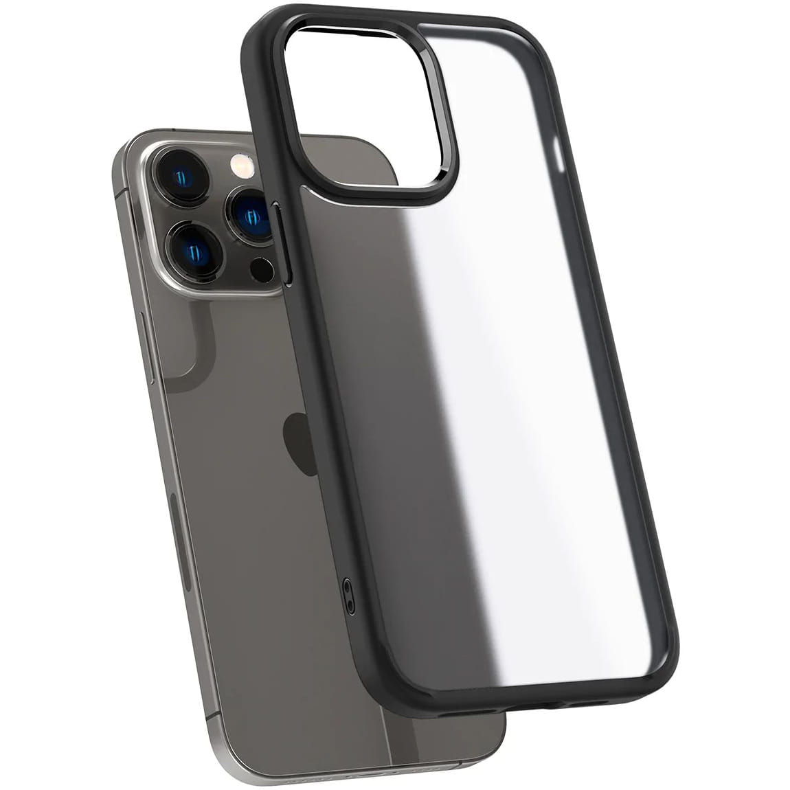 Schutzhülle Spigen Ultra Hybrid für iPhone 14 Pro Max, Transparent-Matt mit schwarzem Rand