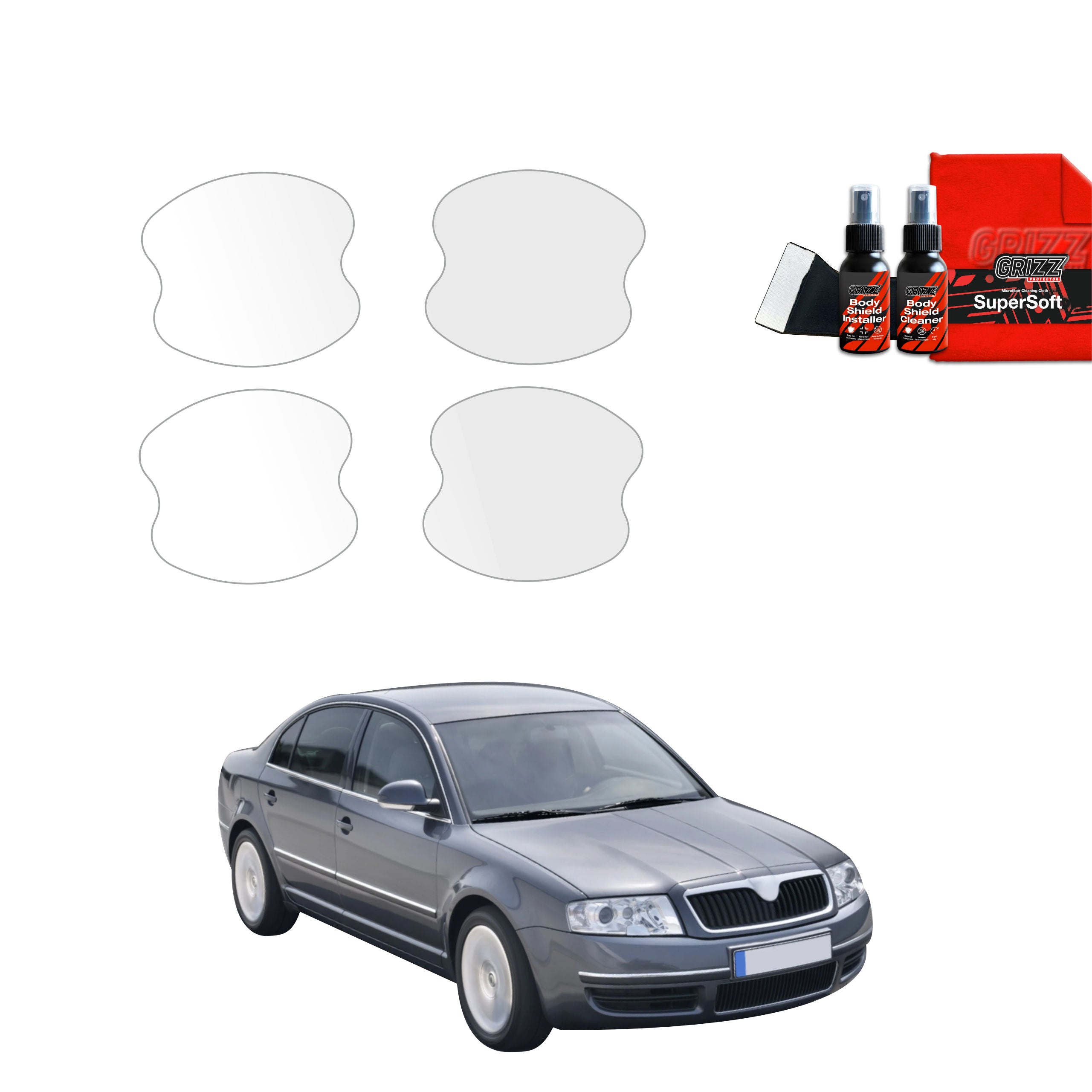 4in1 Schutzfolie Grizz Protector für Türgriffmulden - Skoda Superb (2001-2008)