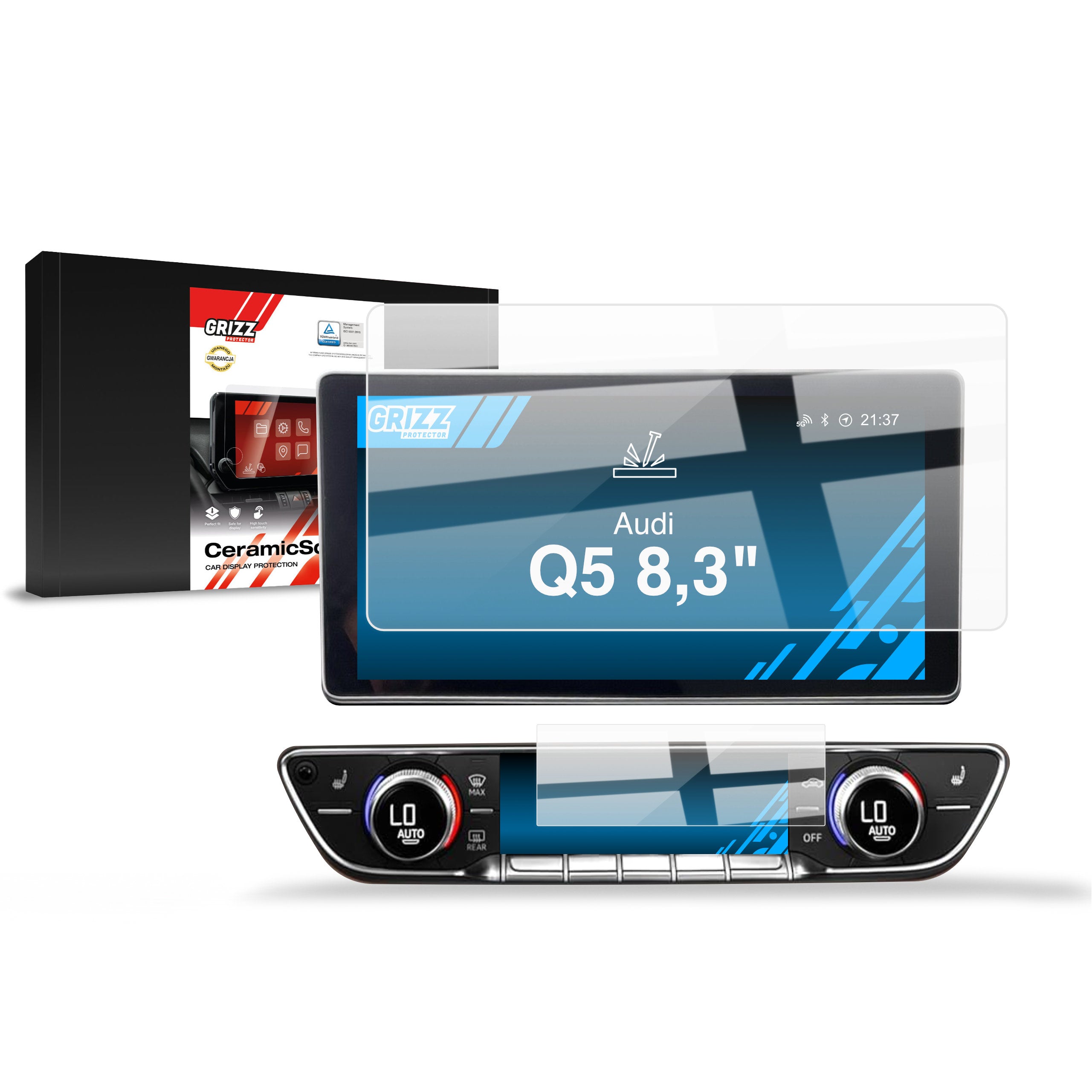 Keramische Autodisplayfolie 2in1 für Audi Q5 8,3" (2016-2019), Grizz Protector
