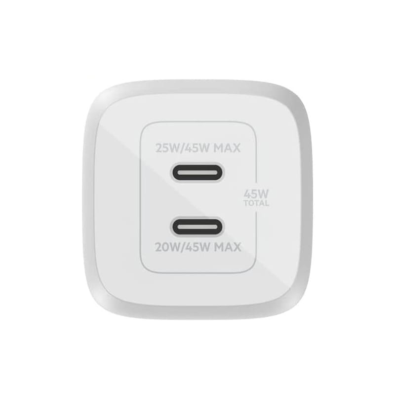 Wandladegerät Belkin Boost Pro Wall Dual USB-C PD 3.0 PPS GaN 45W, Weiß