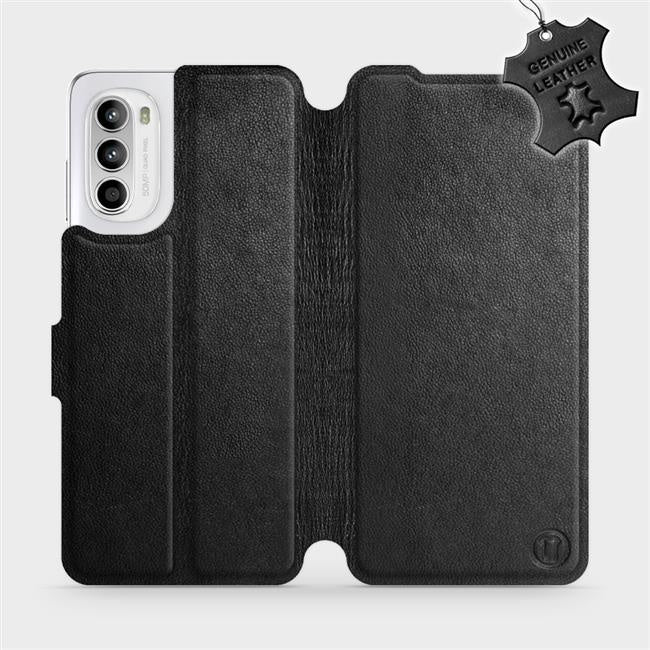 Echtleder Handyhülle für Motorola Moto G52, Mobiwear Leather, Schwarz