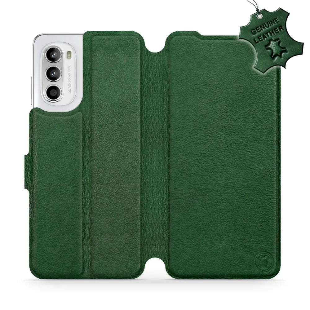 Echtleder Handyhülle für Motorola Moto G52, Mobiwear Leather, Grün