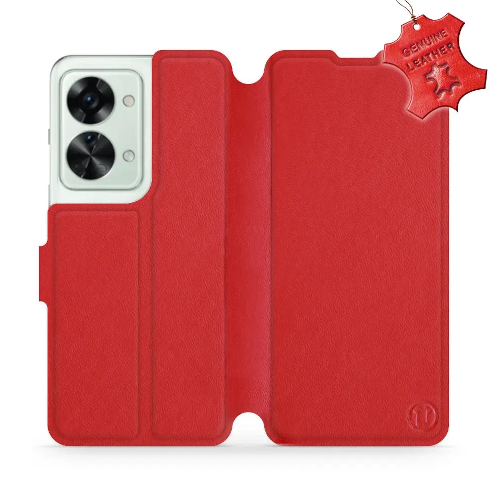 Echtleder Handyhülle für OnePlus Nord 2T, Mobiwear Leather, Rot