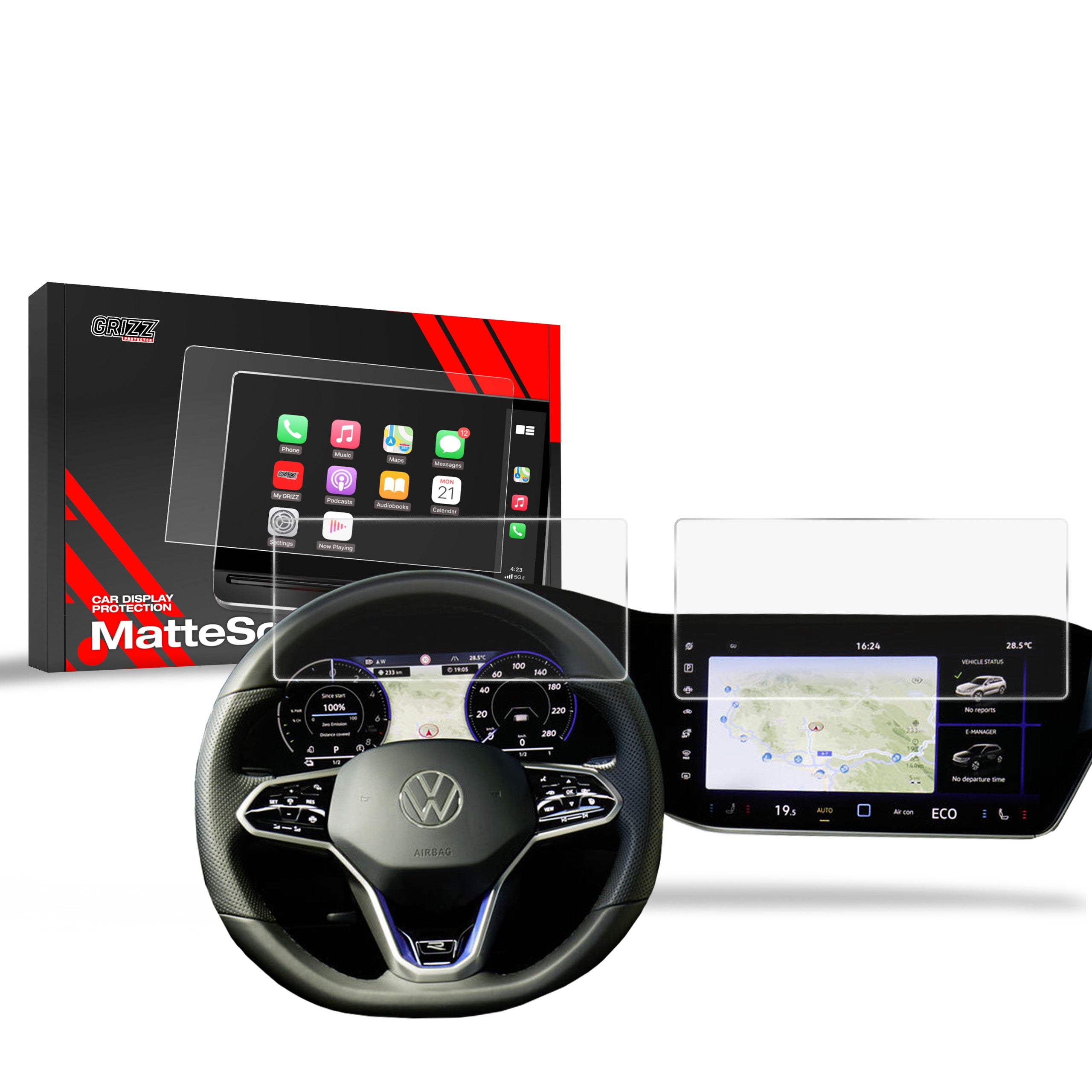 Matte Autodisplayfolie 2in1 für Volkswagen Touareg Discover Premium (2018-2026), Grizz Protector