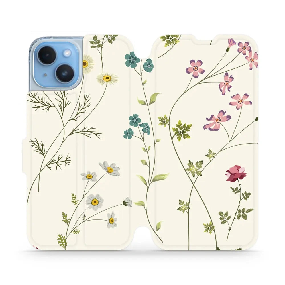 Handyhülle mit klappe für iPhone 14, Mobiwear Book, Feldblumen