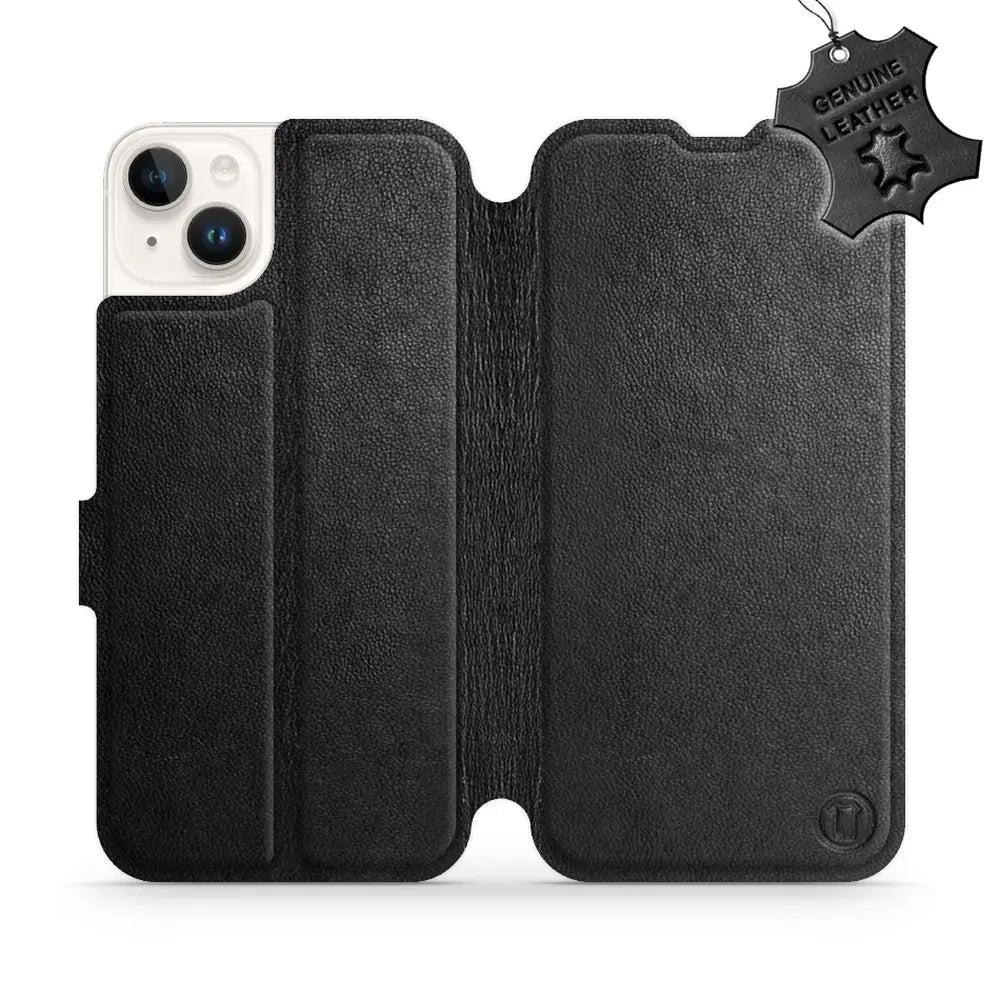 Echtleder Handyhülle für iPhone 14 Plus, Mobiwear Leather, Schwarz