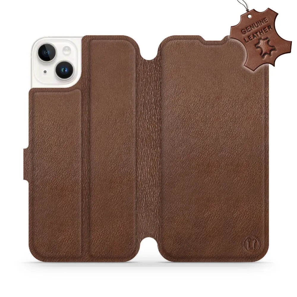 Echtleder Handyhülle für iPhone 14 Plus, Mobiwear Leather, Braun