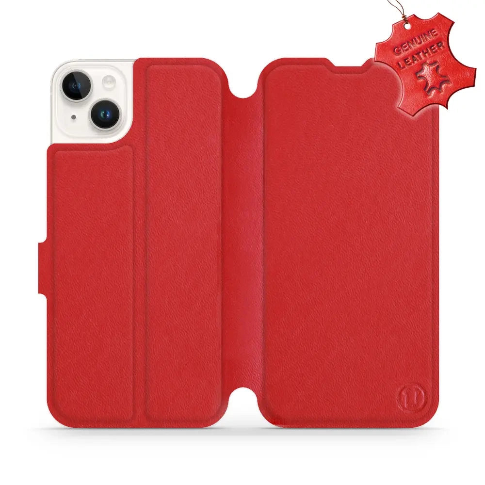 Echtleder Handyhülle für iPhone 14 Plus, Mobiwear Leather, Rot