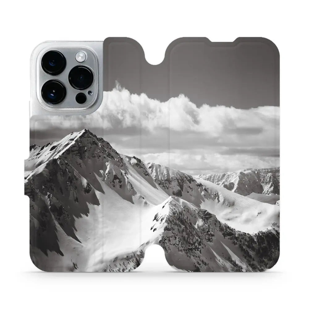 Handyhülle mit klappe für iPhone 14 Pro, Mobiwear Book, Berggipfel