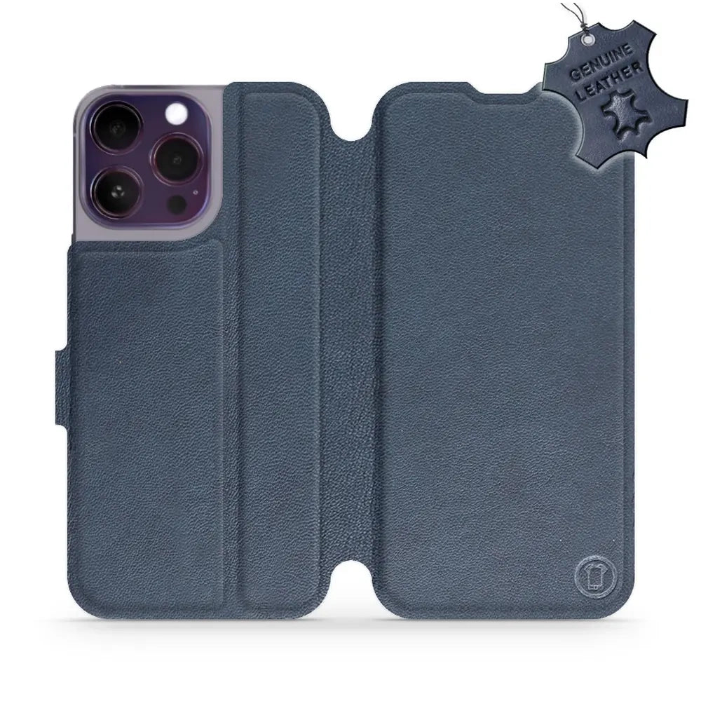 Echtleder Handyhülle für iPhone 14 Pro Max, Mobiwear Leather, Dunkelblau