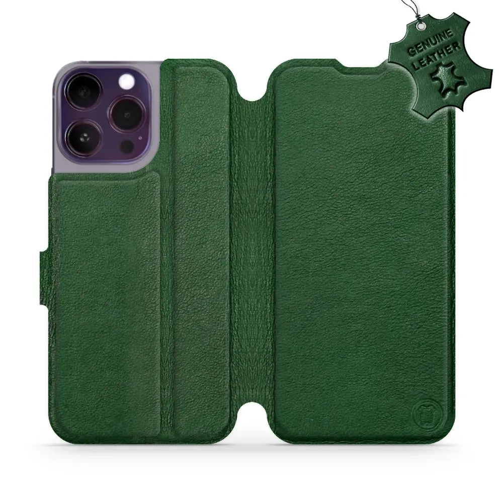 Echtleder Handyhülle für iPhone 14 Pro Max, Mobiwear Leather, Grün