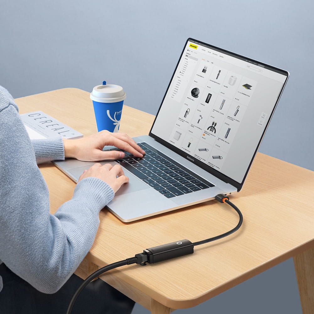 Netzwerkadapter Baseus Lite Series USB-C zu RJ45 1000MBPS, Schwarz
