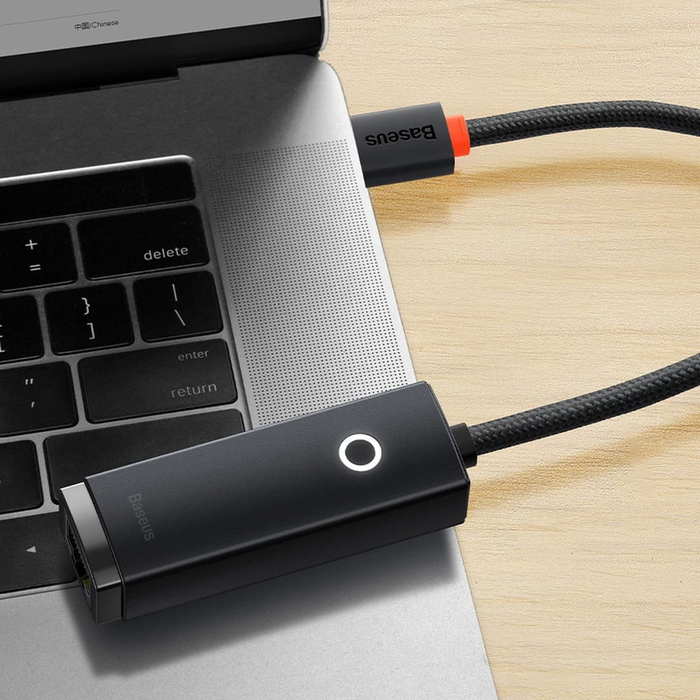 Netzwerkadapter Baseus Lite Series USB-C zu RJ45 1000MBPS, Schwarz