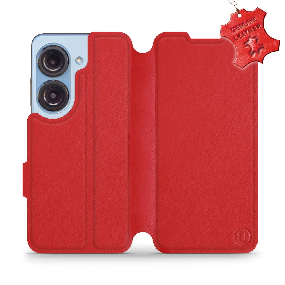 Echtleder Handyhülle für Asus Zenfone 9, Mobiwear Leather, Rot