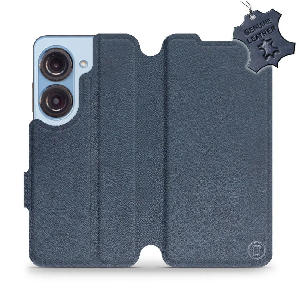 Echtleder Handyhülle für Asus Zenfone 9, Mobiwear Leather, Dunkelblau