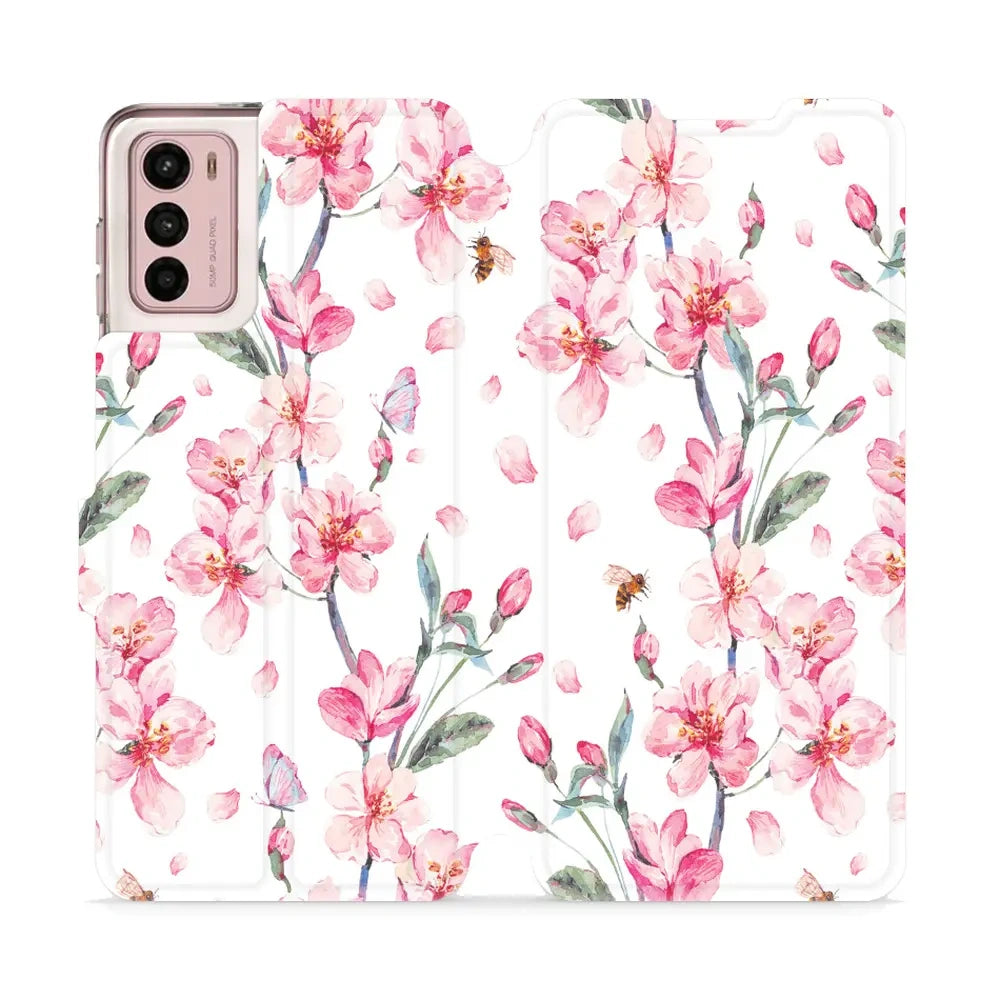 Handyhülle mit klappe für Motorola Moto G42, Mobiwear Book, Rosa Frühling