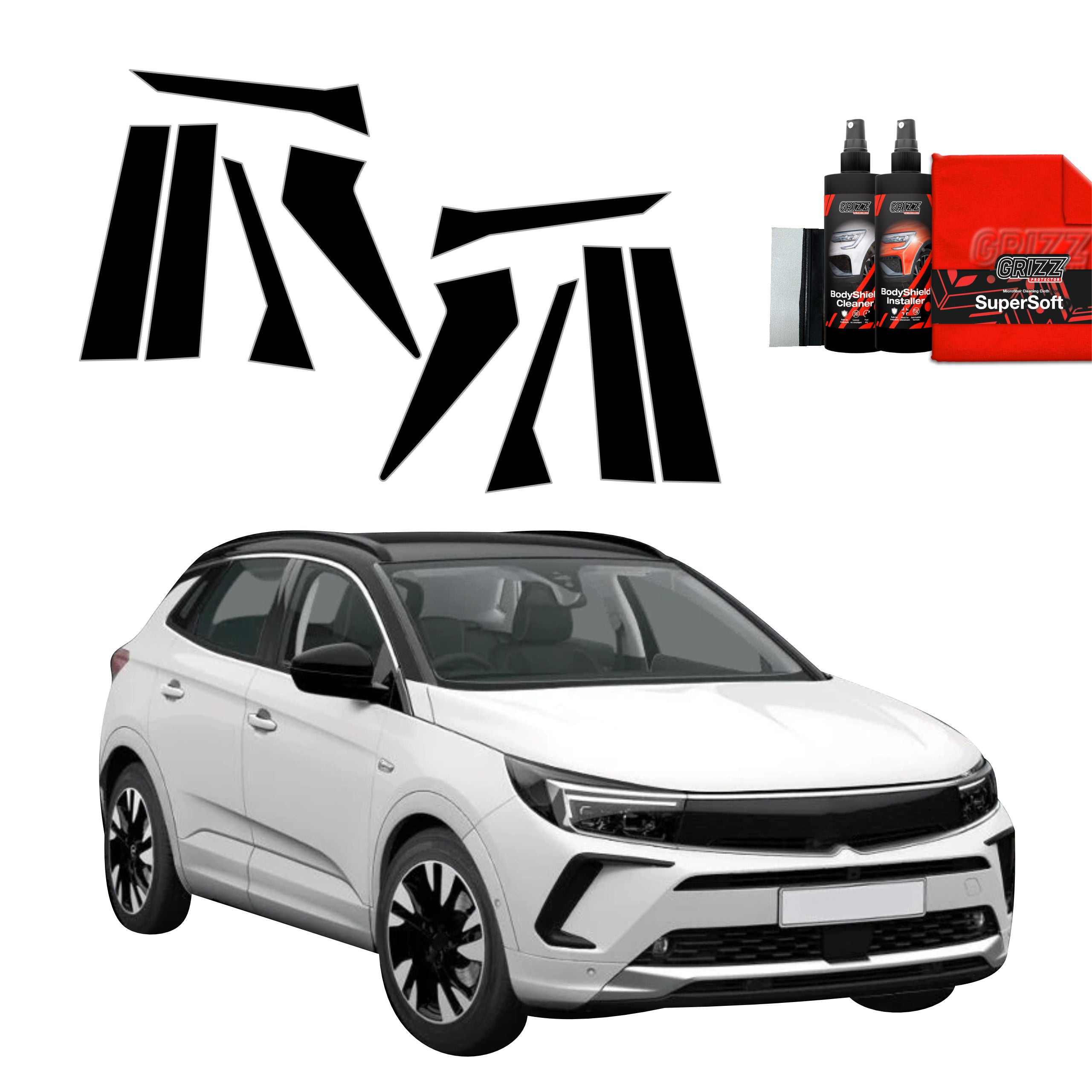 10in1 Schwarze Grizz Protector schutzfolie für B-C-Säule - Opel Grandland (2021-2024)