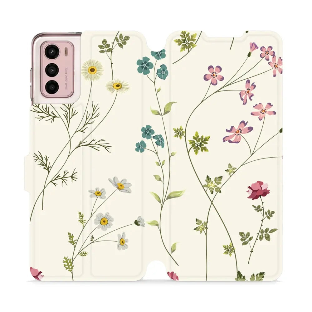Handyhülle mit klappe für Motorola Moto G42, Mobiwear Book, Feldblumen
