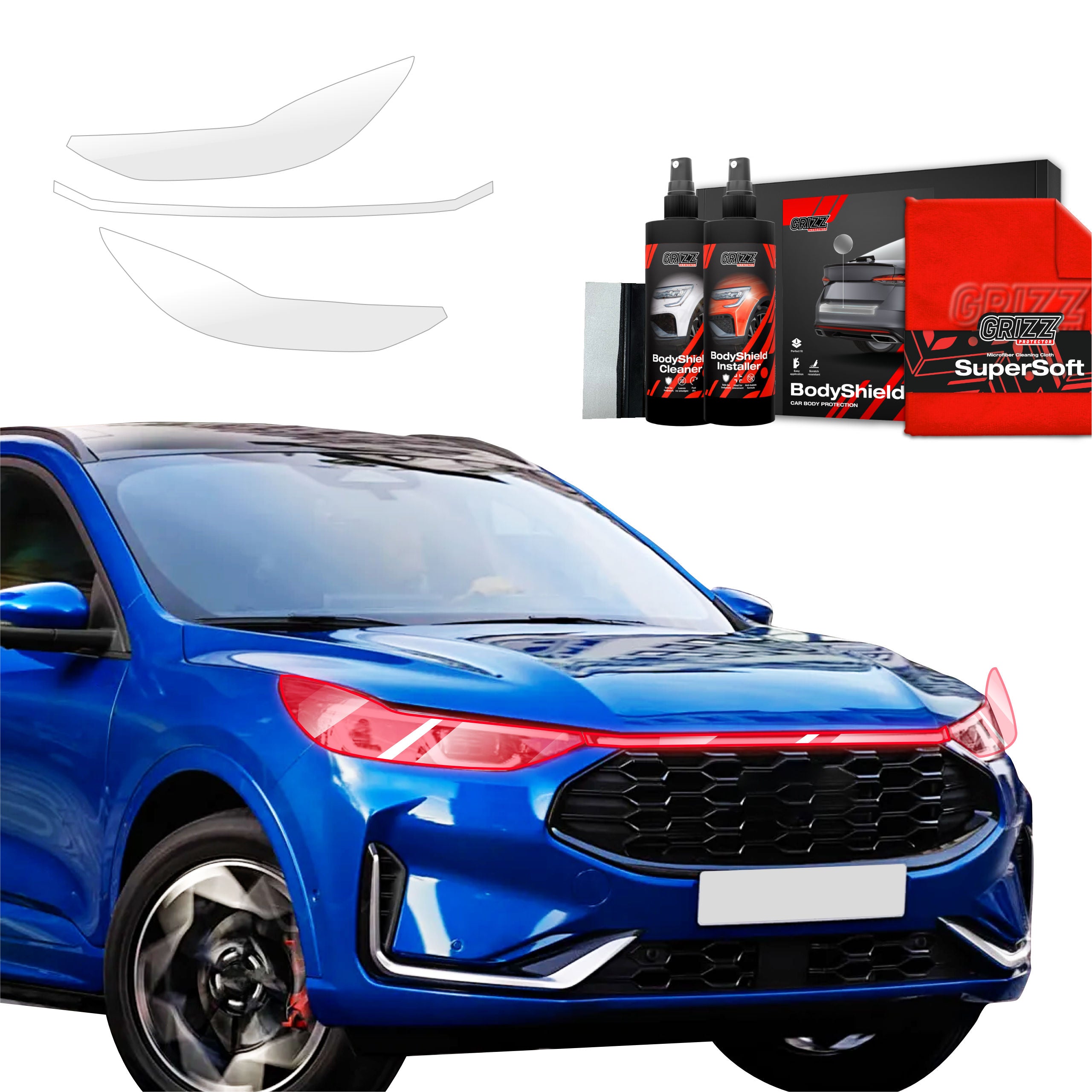 2in1 Schutzfolie Grizz Protector für Scheinwerfer - Ford Kuga ST-Line X Facelift (2024-2026)