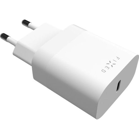 Weißes Fixed PD Travel Charger, USB-C Ladegerät, 20W. Ideal für schnelles Aufladen unterwegs. Kompaktes Design passt in enge Räume.