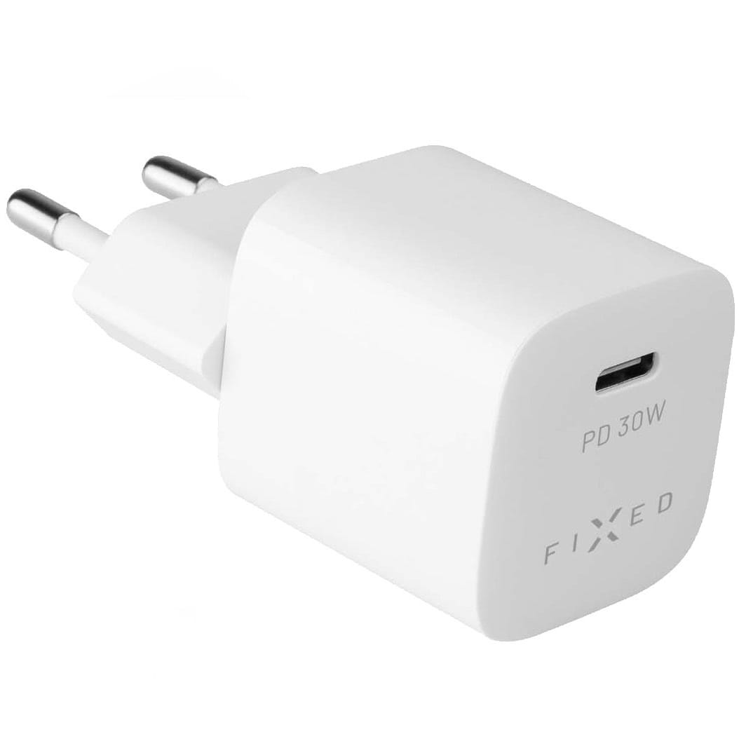 Fixed Mini PD Travel Charger USB-C + USB-C Kabel, 30 W, Weiß