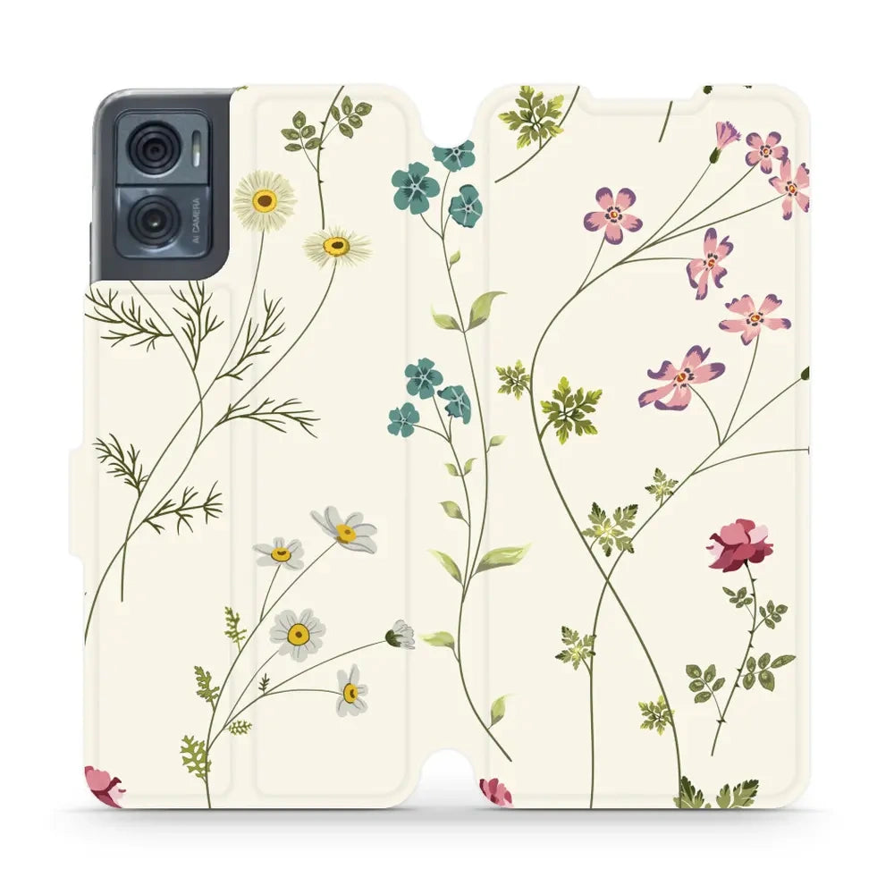 Handyhülle mit klappe für Motorola Moto E22i, Mobiwear Book, Feldblumen