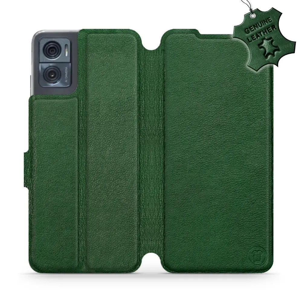 Echtleder Handyhülle für Motorola Moto E22i, Mobiwear Leather, Grün