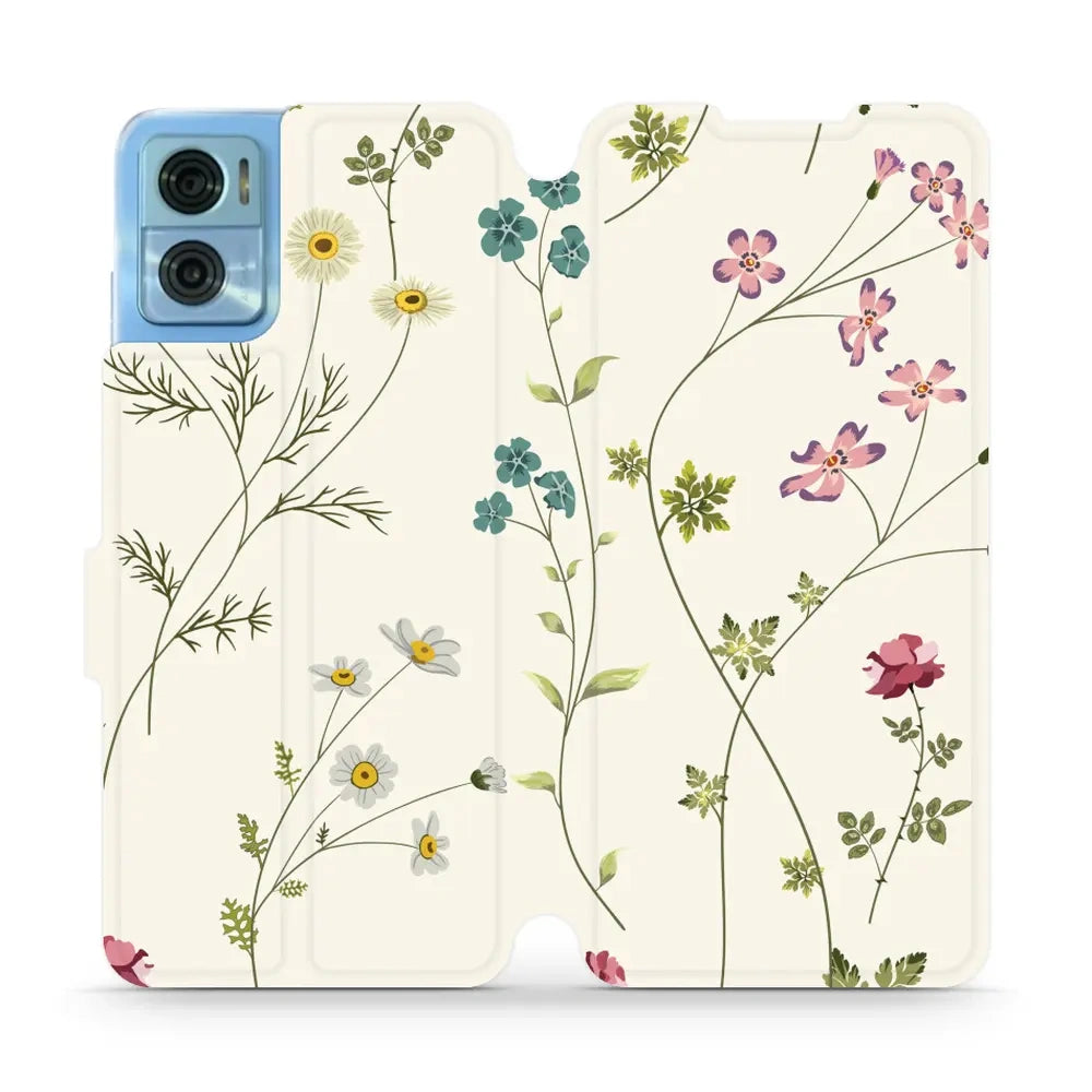 Handyhülle mit klappe für Motorola Moto E22, Mobiwear Book, Feldblumen