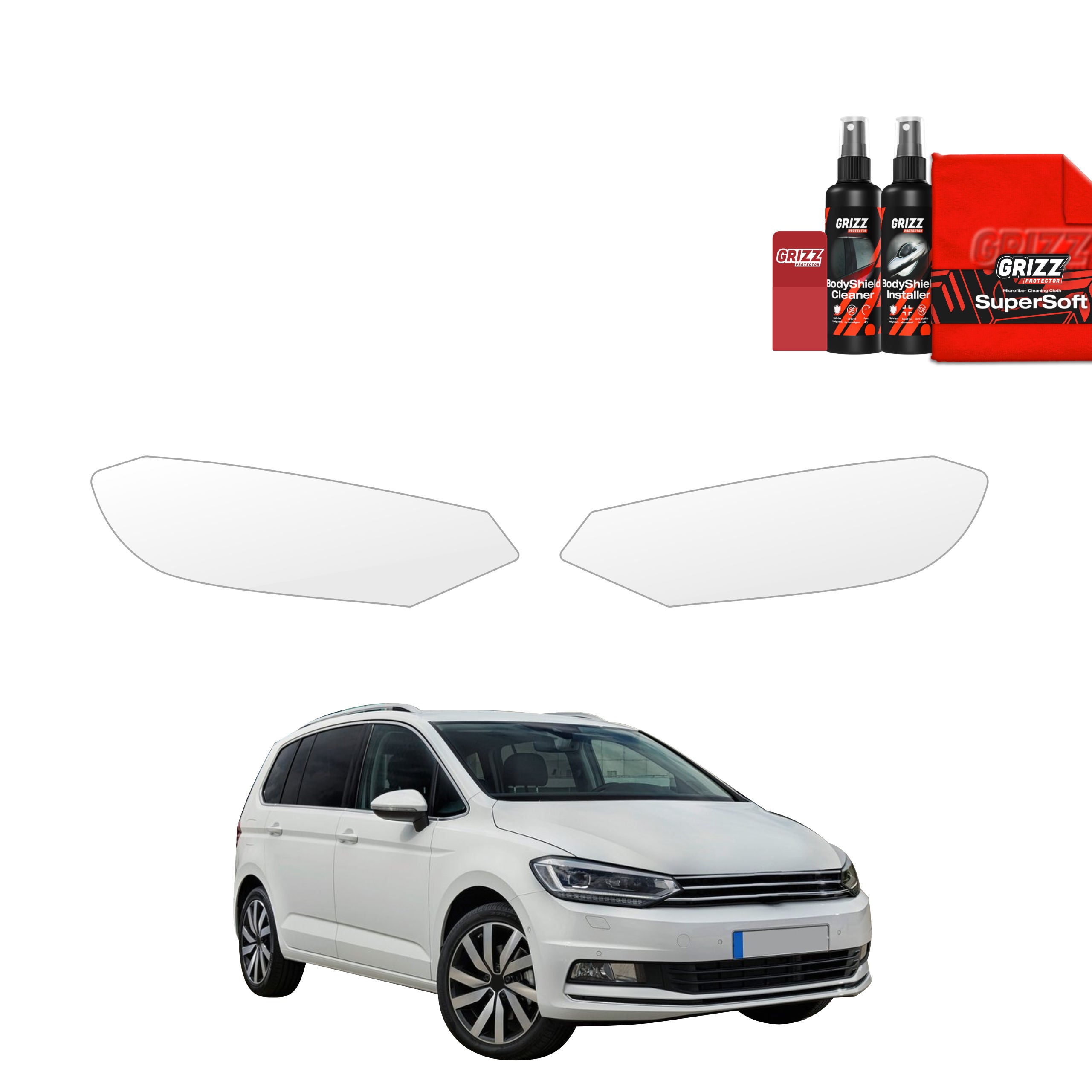2in1 Schutzfolie Grizz Protector für Scheinwerfer - Volkswagen Touran II MPV 5D (2016)