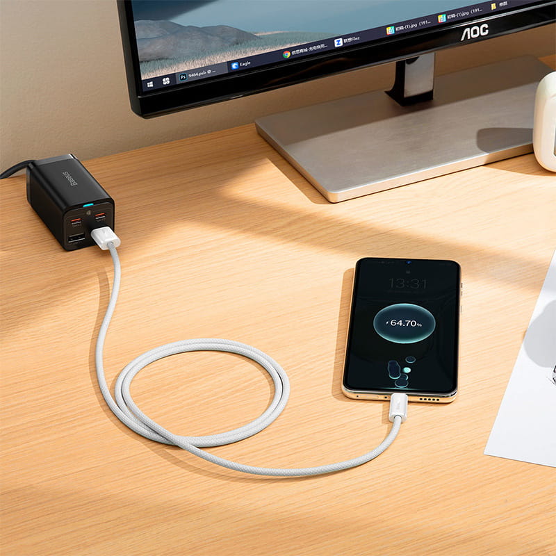 Kabel Dynamic Series Baseus USB-A zu USB-C 100W 1m, Weiß