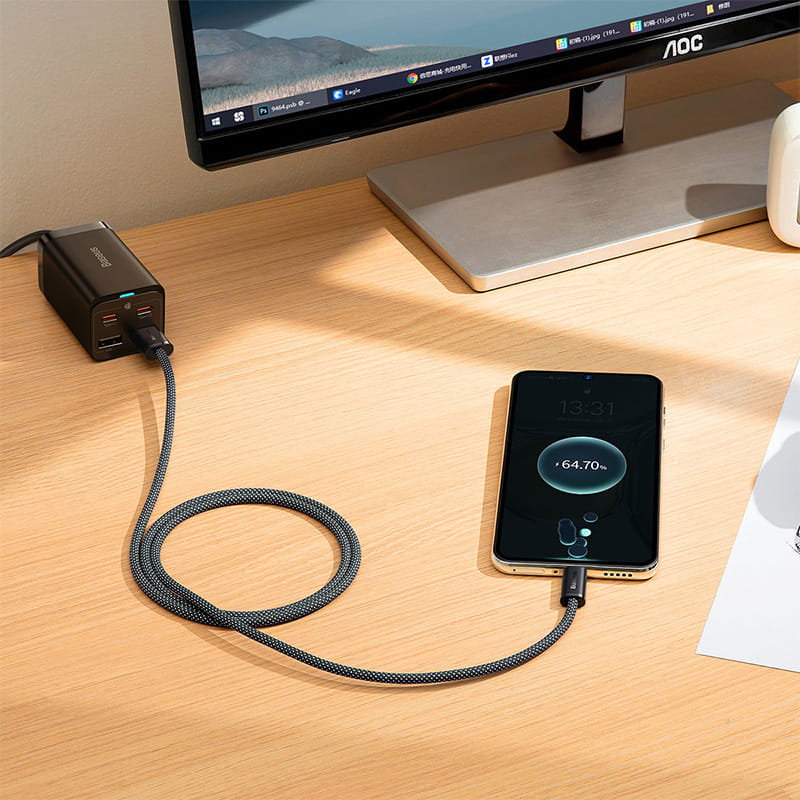 Kabel Dynamic Series Baseus USB-A zu USB-C 100W 1m, dunkelgrau