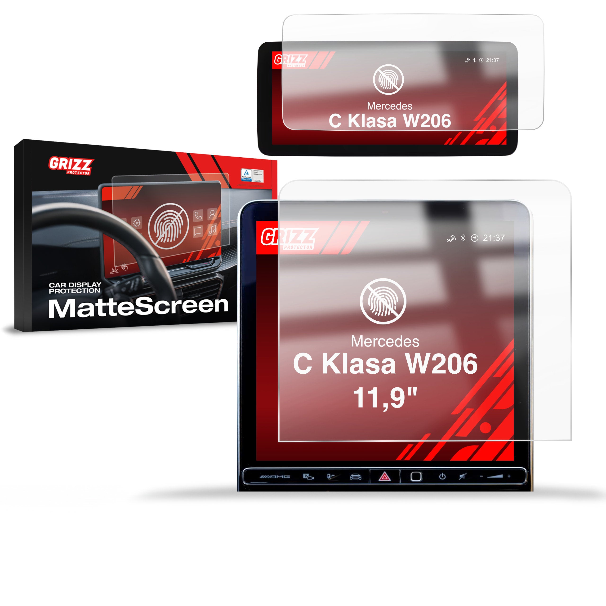 Matte Autodisplayfolie 2in1 für Mercedes C-Klasse W206 (2021-2026), Grizz Protector