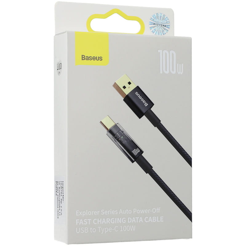 Kabel Explorer Series Baseus 100W USB-A zu USB-C Kabel 1m, Schwarz