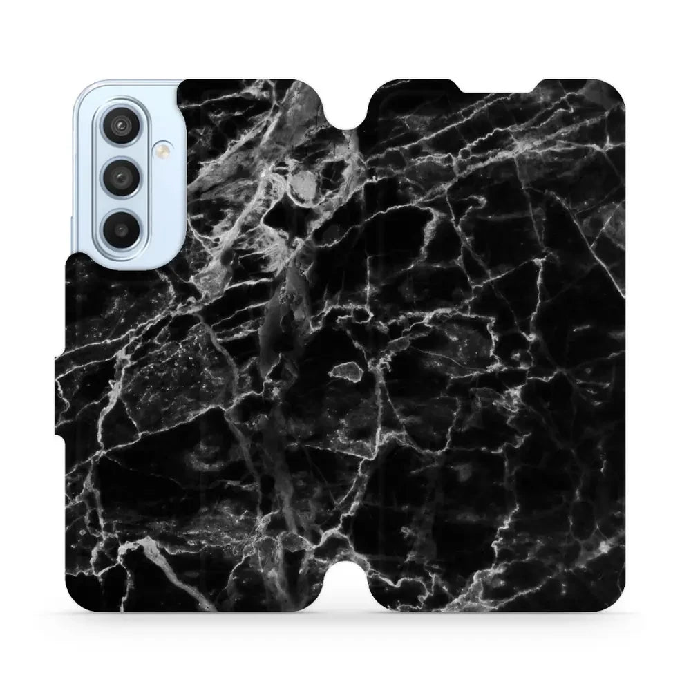 Handyhülle mit klappe für Galaxy A54 5G, Mobiwear Book, Schwarzer Marmor