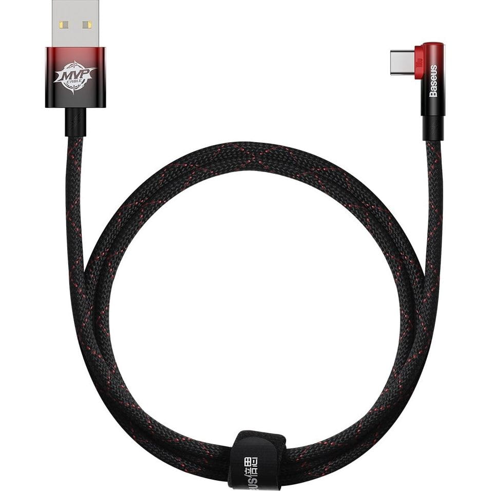 Kabel Baseus MVP 2 Elbow 100 W USB-A für USB-C 1m, Schwarz/Rot