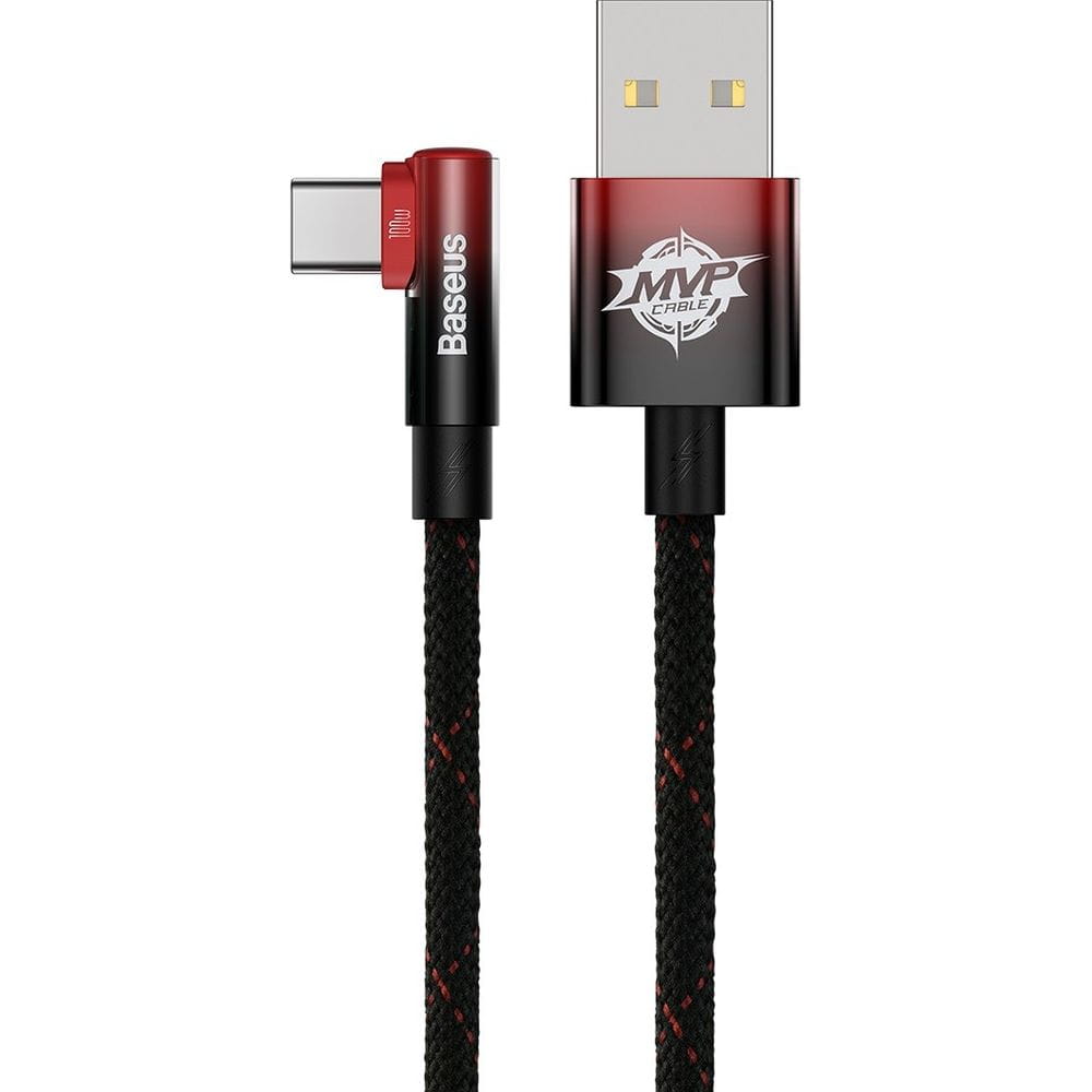 Kabel Baseus MVP 2 Elbow 100 W USB-A für USB-C 1m, Schwarz/Rot