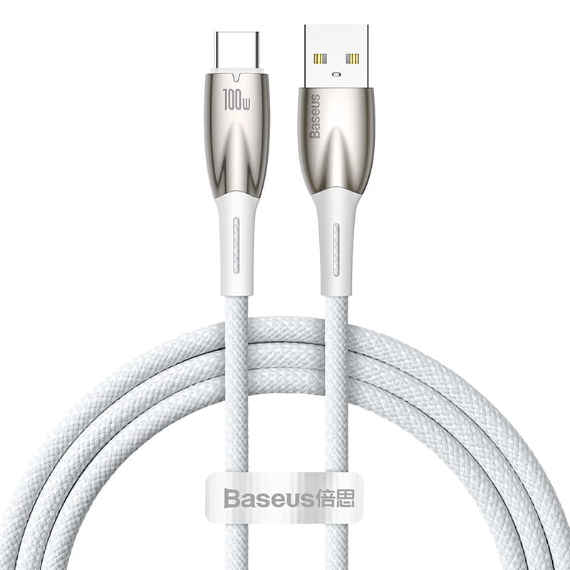 Kabel Baseus Glimmer Series 100 W USB-A zu USB-C 1m, Weiß