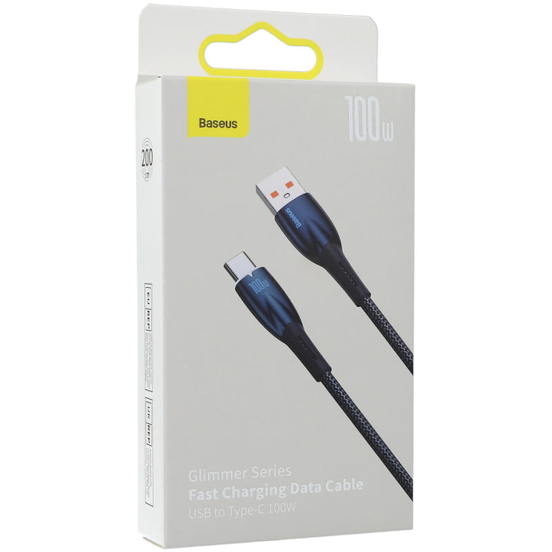 Kabel Baseus Glimmer Series 100 W USB-A zu USB-C 2m, blau