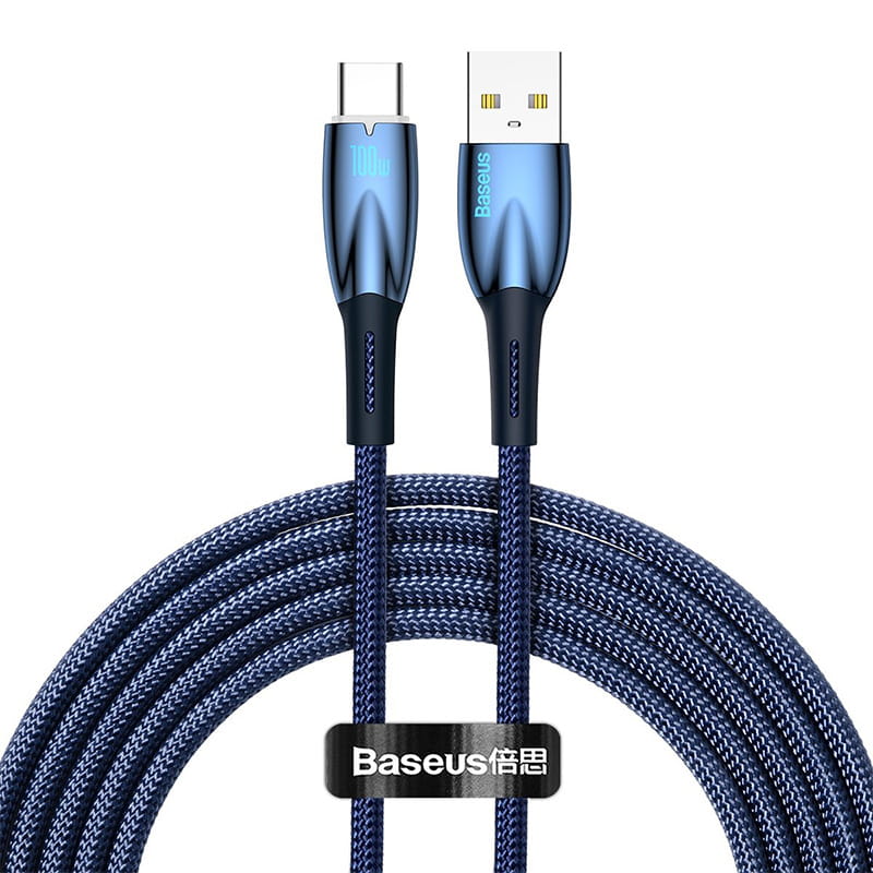 Kabel Baseus Glimmer Series 100 W USB-A zu USB-C 2m, blau