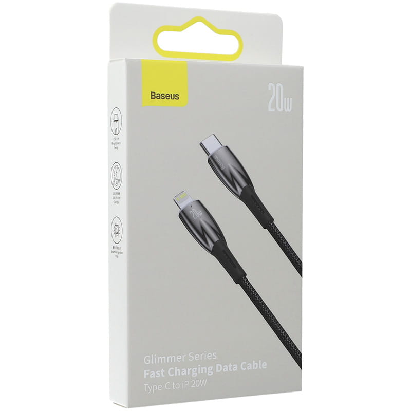 Kabel Baseus Glimmer Series 20W USB-C zu Lightning, 2m, Schwarz