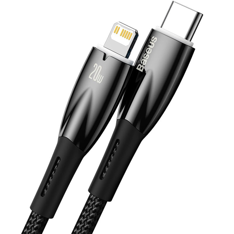 Kabel Baseus Glimmer Series 20W USB-C zu Lightning, 2m, Schwarz