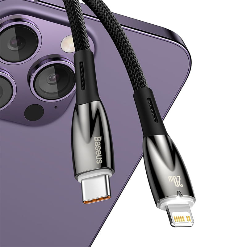 Kabel Baseus Glimmer Series 20W USB-C zu Lightning, 2m, Schwarz