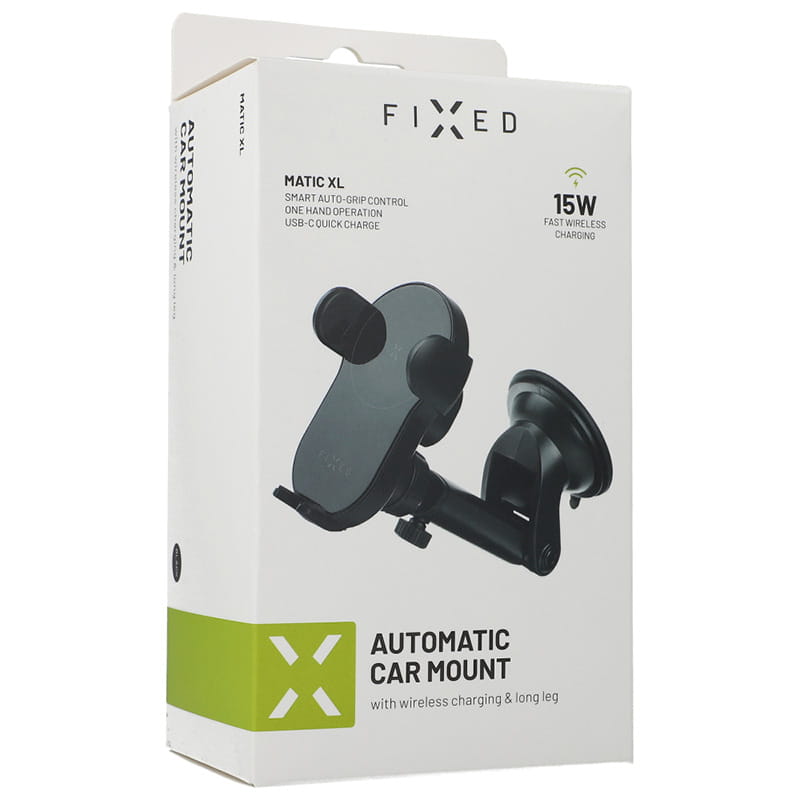 Autohalterung Fixed Matic XL mit 15W Qi Wireless Charging, Schwarz